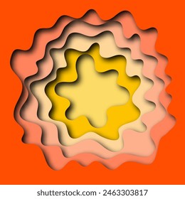 Abctract paper cut shapes. Background for menu, card, banner, poster, flyer. Color paper cut.