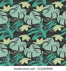 abctract seamless pattern wiht tropical leavers.