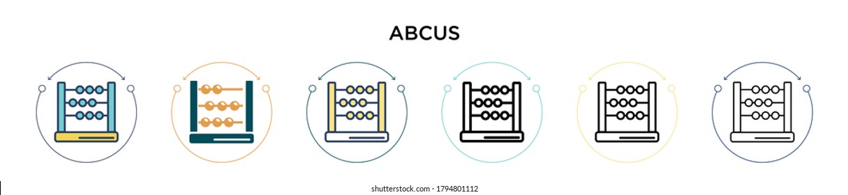 Abcus icon in filled, thin line, outline and stroke style. Vector illustration of two colored and black abcus vector icons designs can be used for mobile, ui, web