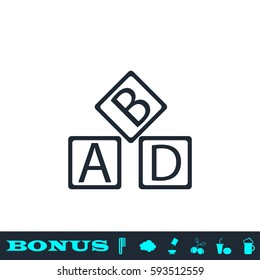 ABD cubes blocks child education icon flat. Black pictogram on white background. Vector illustration symbol and bonus button