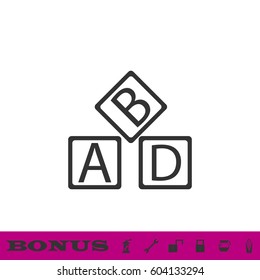 ABD cubes blocks child education icon flat. Black pictogram on white background. Vector illustration symbol and bonus button