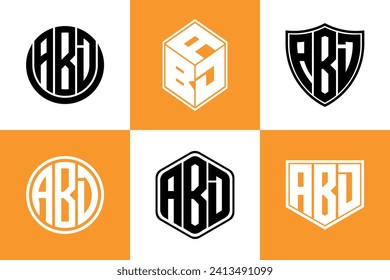 ABD initial letter geometric shape icon logo design vector. monogram, lettermark, circle, polygon, shield, symbol, emblem, elegant, abstract, wordmark, sign, art, typography, icon, geometric, shape