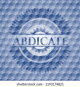 Abdicate blue emblem with geometric background.