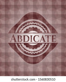 Abdicate red emblem with geometric pattern background. Seamless.