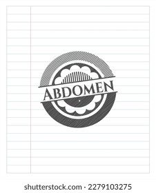 Abdomen emblem drawn in pencil. Vector Illustration. Detailed. 