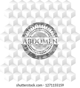 Abdomen grey emblem with cube white background