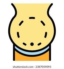 Abdomen Liposuktion Symbol Umriss-Vektorgrafik. Körperoperation. Kosmetische Hautfarbe flach