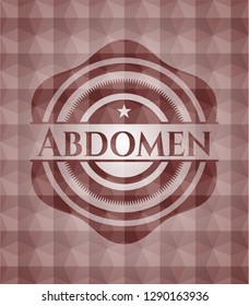 Abdomen red badge with geometric background. Seamless.