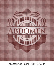 Abdomen red emblem with geometric background. Seamless.