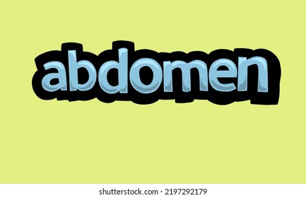 ABDOMEN writing vector design on a yellow background very simple and very cool