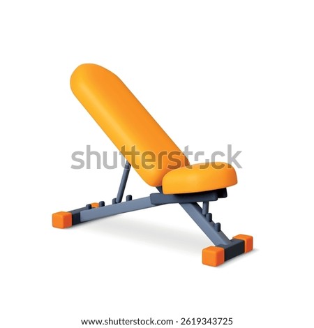 Abdominal bench 3d isolated item. Realistic sport gym equipment for training. Muscle pumping workout tool. Athlete device, rendering vector element