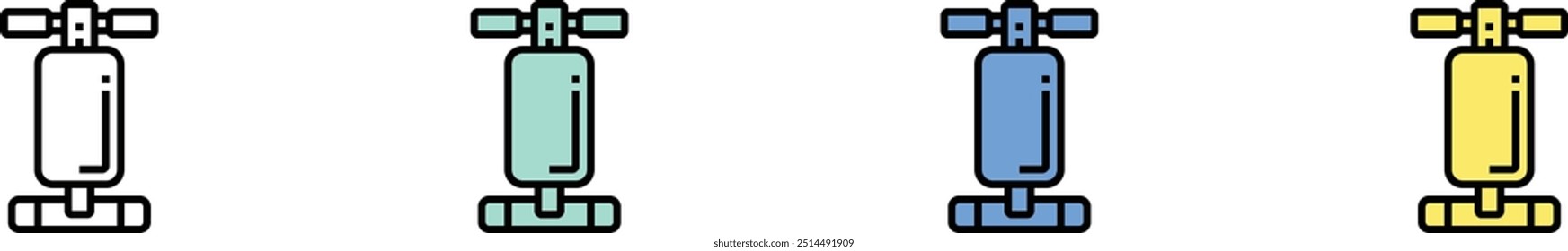 abdominal bench icon. Outline, Green, Blue and Yellow Style Design Isolated On White Background