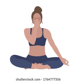 Abdominal Breathing. Breath Awareness Exercise. Vector.