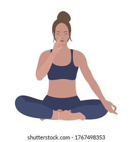 Abdominal Breathing. Breath Awareness Exercise. Vector.