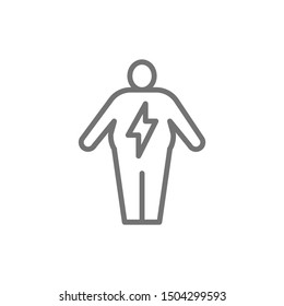 Abdominal distention, diseases of the digestive tract line icon.