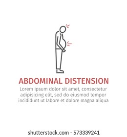 Abdominal distention. Vector icon for web graphic