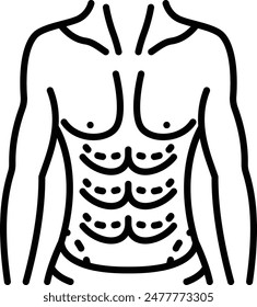 Abdominal etching concept, six-pack abs surgery vector icon design, Cosmetology or Cosmetologist Symbol,esthetic beauty outline Sign, Beauty treatment stock illustration