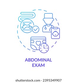 Icono de concepto de degradado azul del examen abdominal. Bebé. Diagnóstico médico. cita con el médico. Atención de salud de recién nacidos. Ilustración de línea delgada de idea abstracta de cuidado infantil. Esquema aislado