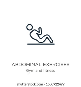 Abdominal exercises icon. Thin linear abdominal exercises outline icon isolated on white background from gym and fitness collection. Line vector sign, symbol for web and mobile