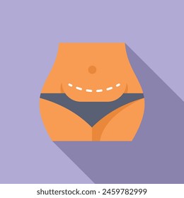 Abdominale Liposuktion Ikone flache Vektorgrafik. Fettleibigkeit. Frauenklinik
