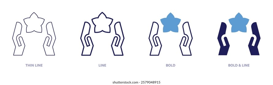Abdominal massage icon in 4 different styles. Thin Line, Line, Bold, and Bold Line. Duotone style. Editable stroke.
