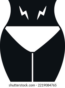 Abdominal pain black icon. Menstrual sickness symbol