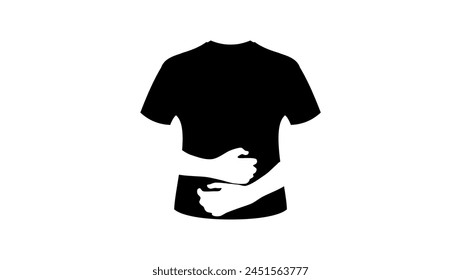 Abdominal Pain, black isolated silhouette