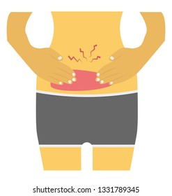 Abdominal pain flat icon design 