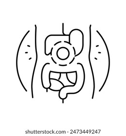 abdominal pain gastroenterologist line icon vector. abdominal pain gastroenterologist sign. isolated contour symbol black illustration