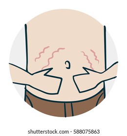 Abdominal pain or indigestion. Problems with hearing and deafness. Illustration of a funny cartoon style