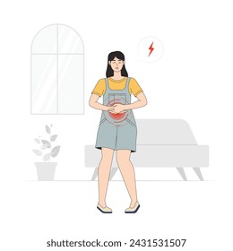 Abdominal Pain Korean Style Illustration