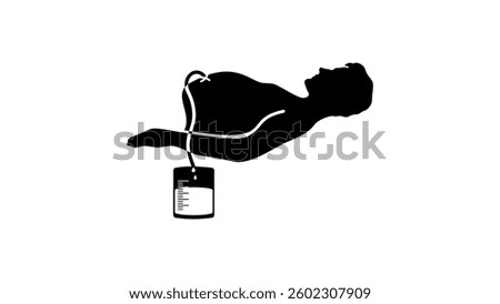 Abdominal paracentesis, black isolated silhouette 