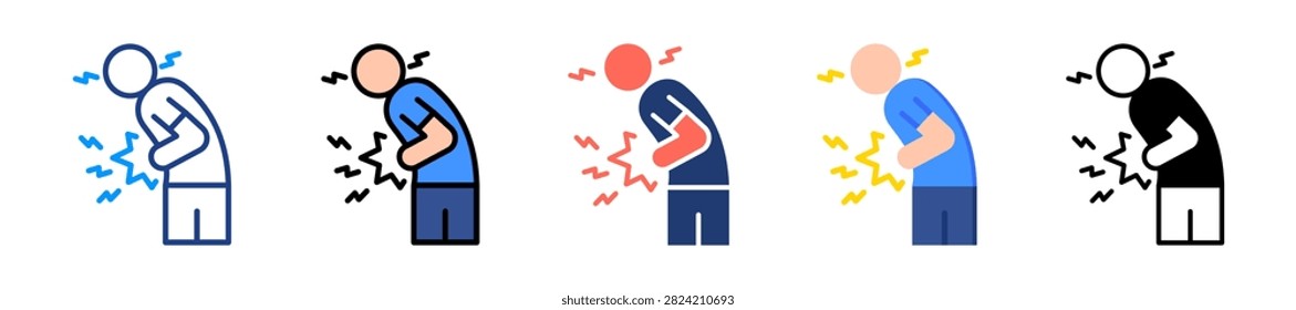Abdominal Tenderness Icon Set Multiple Style Collection Vector Illustration