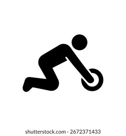 Icono De Rodillo De Rueda Abdominal Aislado Sobre Fondo Blanco