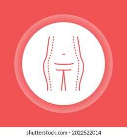 Icono del botón de color de la abdominoplastia. Cirugía plástica del cuerpo. Elemento vector aislado. Esbozo pictograma para página web, aplicación móvil, promoción.
