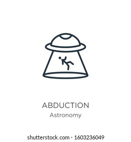 Abduction icon. Thin linear abduction outline icon isolated on white background from astronomy collection. Line vector sign, symbol for web and mobile