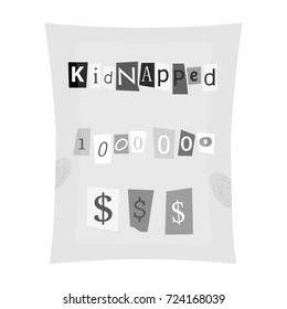 Abduction and ransom, criminal demand on the sheet. Kidnapping. single icon in monochrome style vector symbol stock illustration web.