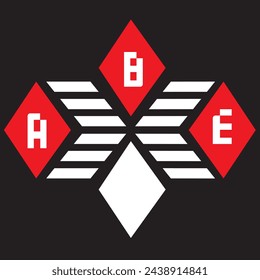 ABE letter logo vector design  red an white, black color background ABE letter logo - icon design
