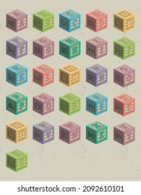 abecedary cubes for kids font alphabet