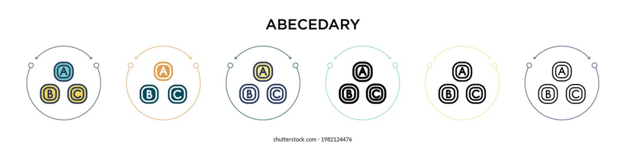 Abecedary Icon in gefüllt, dünne Linie, Umriss und Strich Stil. Vektorgrafik von zwei farbigen und schwarzen Vektorgrafik-Symbolen kann für mobile, i, i, web-basierte