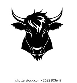 Aberdeen Angus Head Silhouette on white background