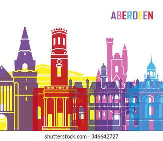 Aberdeen skyline pop in editable vector file