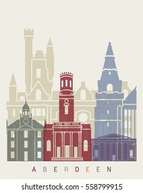 Aberdeen skyline poster in editable vector file