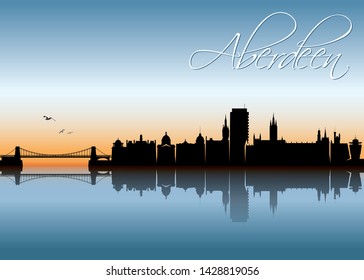 Aberdeen skyline - Scotland, United Kingdom, UK, Great Britain - vector illustration