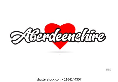 aberdeenshire city text design with red heart typographic icon design suitable for touristic promotion