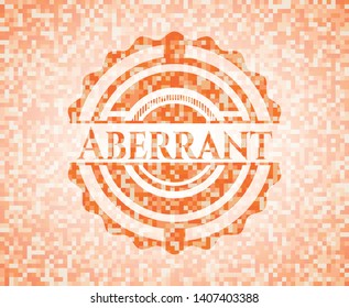 Aberrant abstract orange mosaic emblem with background