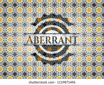 Aberrant arabic badge background. Arabesque decoration.