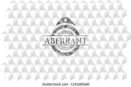 Aberrant grey emblem. Vintage with geometric cube white background