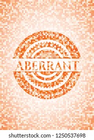 Aberrant orange tile background illustration. Square geometric mosaic seamless pattern with emblem inside.