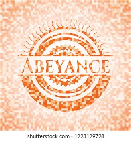 Abeyance orange tile background illustration. Square geometric mosaic seamless pattern with emblem inside.
